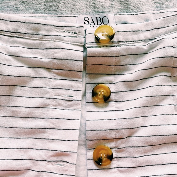 White Skirt with Black Stripes & Tortoise Buttons - Picture 12 of 16